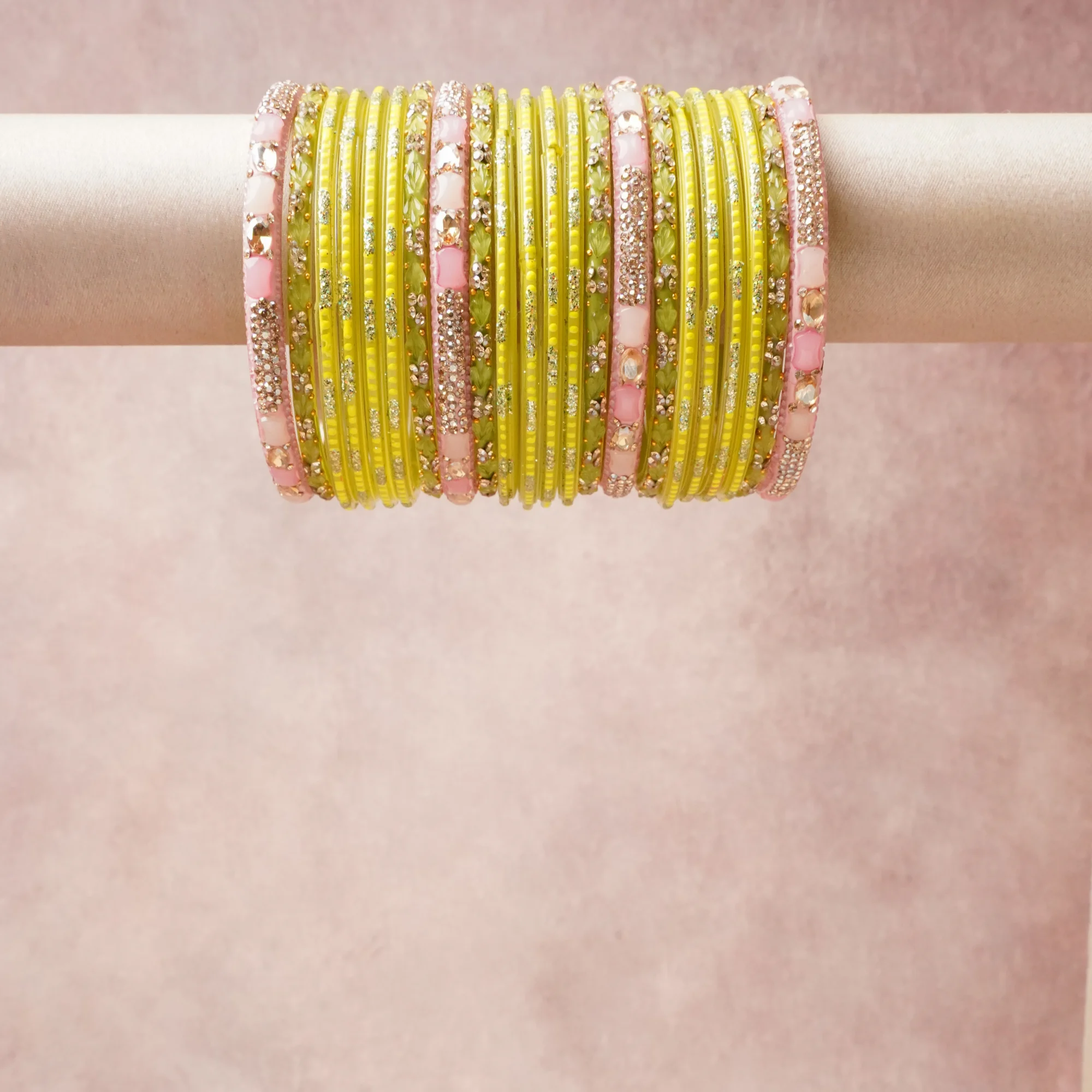 A grounding Lime Green forms the heart of the set, while touches of Rose Pink, Silver, Metallic Silver add charm.

A thoughtful composition of Glass, Rhinestones, Metallic Flakes, Glitter, designed to feel complete without being heavy.
Each element layers seamlessly, creating a look that is refined, wearable and quietly striking.